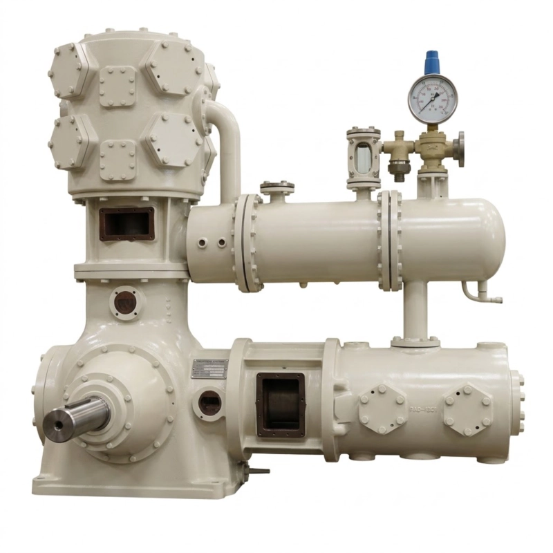 LW-9/8.7-29 Oil-Free Air Booster Compressor showcasing heavy-duty vertical boosting cylinders and water cooling network